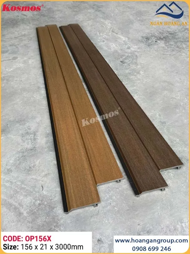 Ốp Trần Gỗ Nhựa Ngoài Trời 2 Lớp Phủ Polymer Kosmos OP156X Walnut